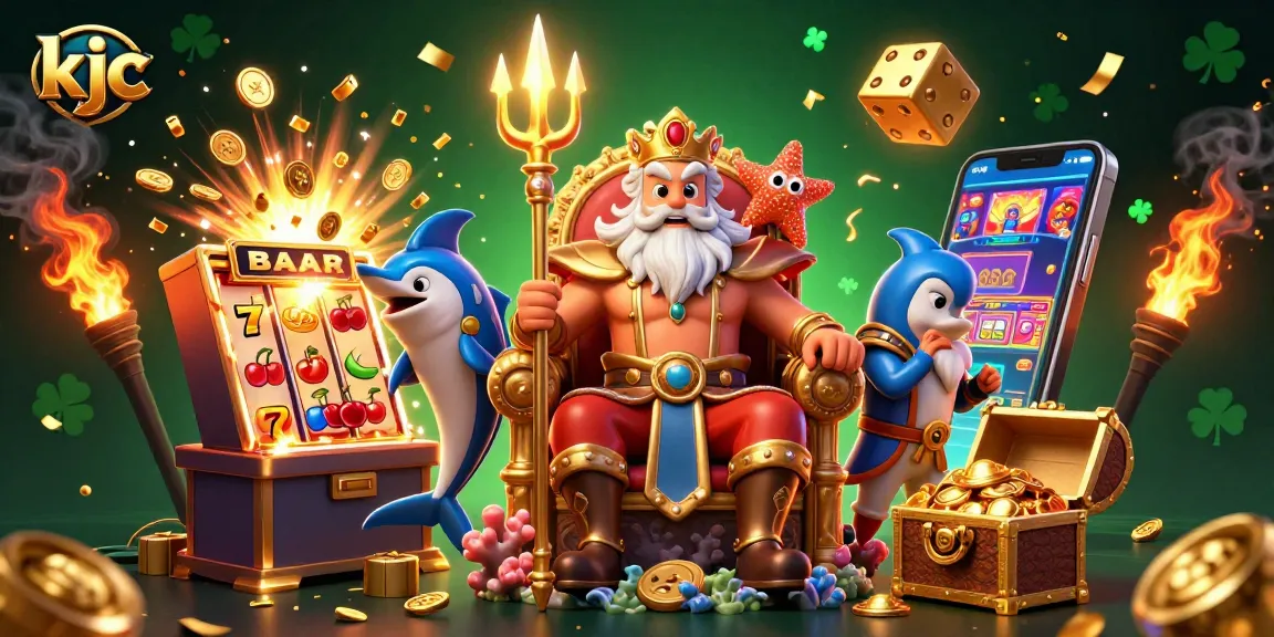 Engage with kjc's vibrant online gaming experience featuring dynamic slot machines and treasure chests.